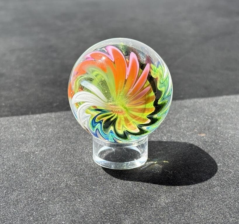 Sam Hogue | Sam Hogue Gold Green Art Glass Marble (2005) | MutualArt