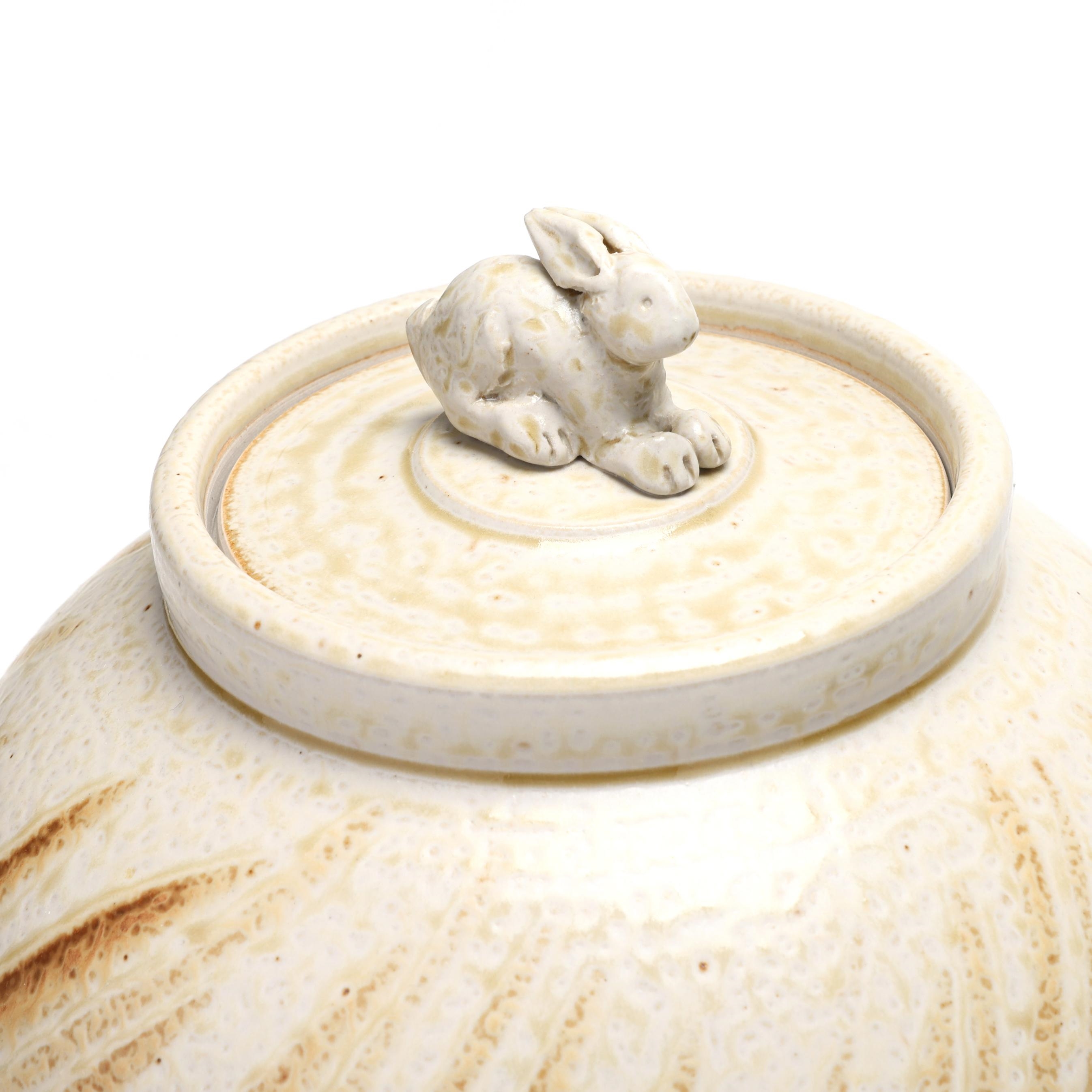 Charlie Tefft | Three Ceramic Forms with Rabbit Decoration | MutualArt