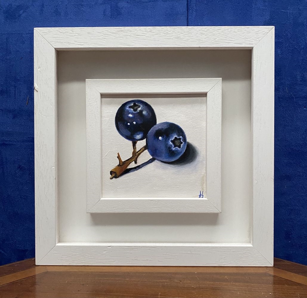 Artwork by John Hornubia, BLUEBERRIES, Made of oil on board