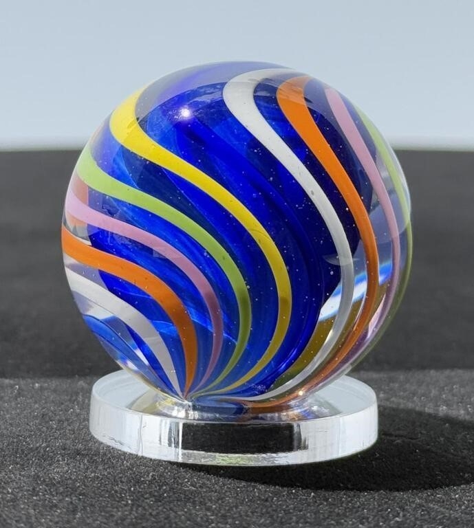 Sam Hogue | Sam Hogue Blue Swirl Art Glass Marble (2005) | MutualArt