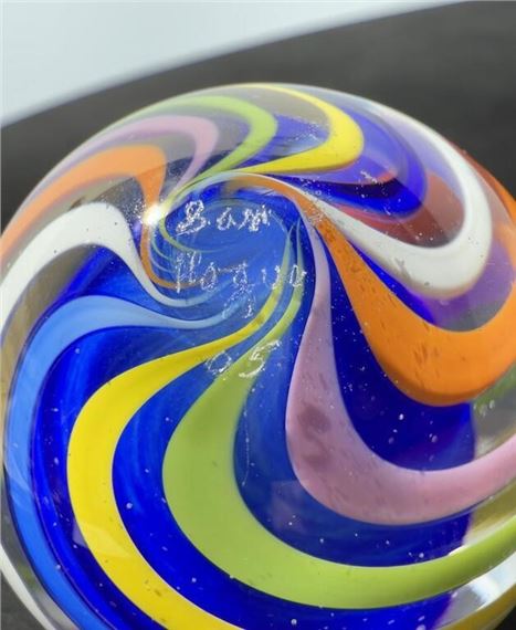 Sam Hogue | Sam Hogue Blue Swirl Art Glass Marble (2005) | MutualArt