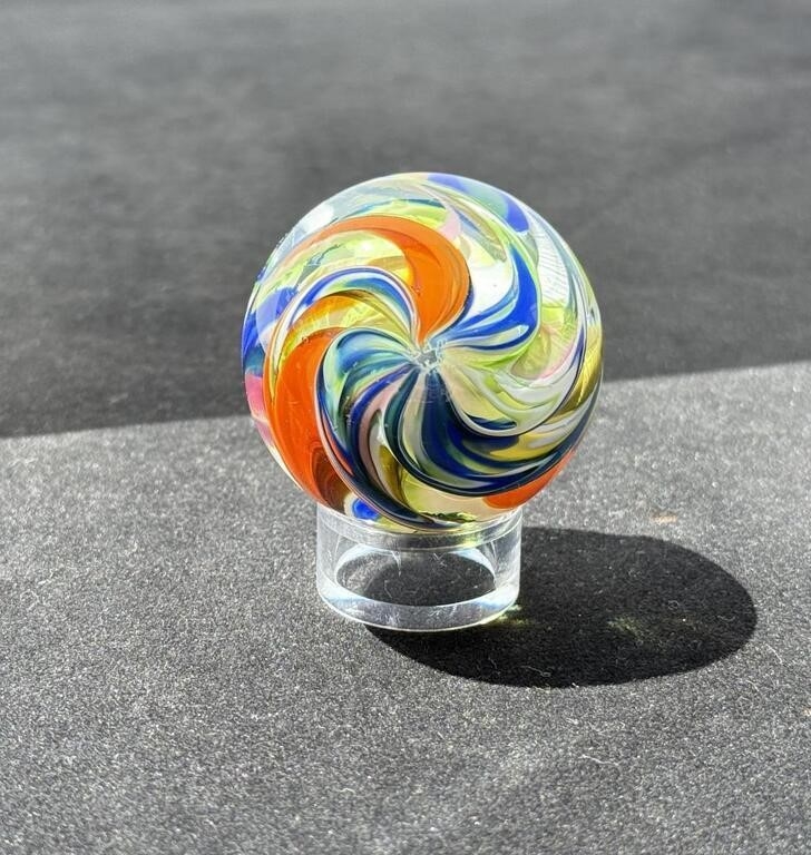 Sam Hogue | Sam Hogue White Core Orange Swirl Art Glass Marble (2004 ...