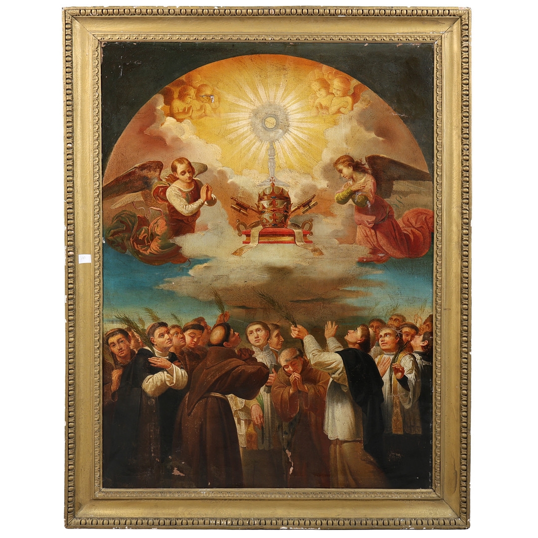 Artwork by Roman School, 19th Century, A LARGE 19TH CENTURY ROMAN CATHOLIC DEVOTIONAL OIL ON CANVAS, Made of Oil on canvas