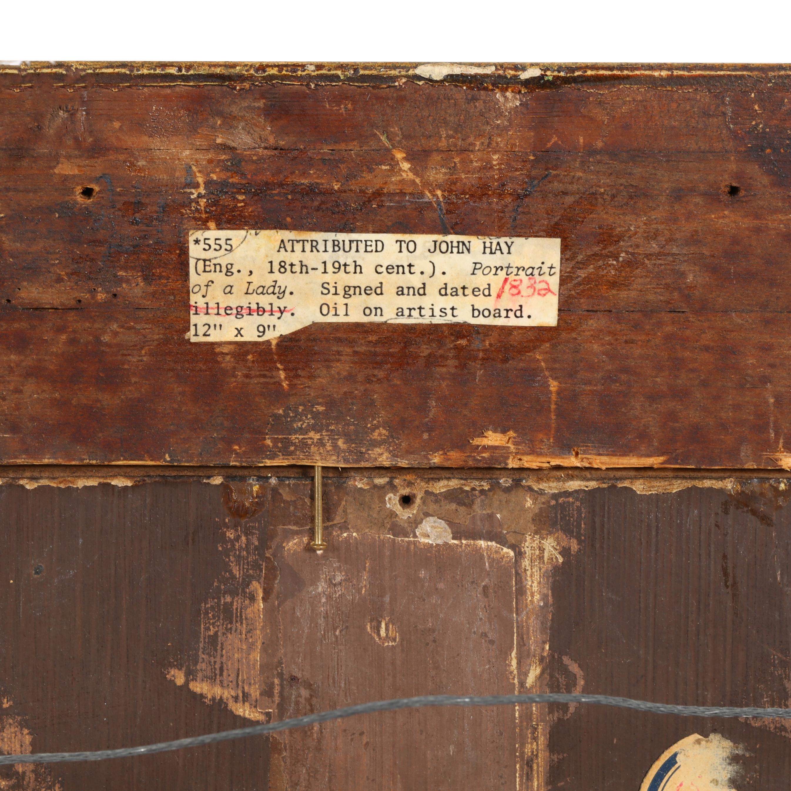 Artwork by John Hay, Portrait of a Lady, Made of Oil on millboard