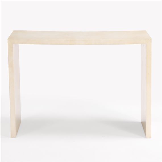 Jean-Michel Frank | Pair of parchment covered console tables | MutualArt