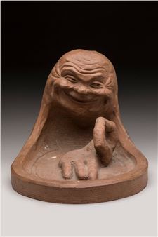 Séraphin Soudbinine (1870-1944)Porte-allumettes en terre cuite à décor de visage grotesque. Petits défauts de cuisson - Séraphin Soudbinine