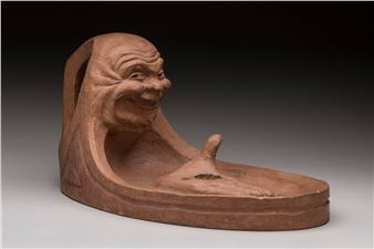 Bougeoir  à décor de visage grotesque. Signé Séraphin. TR - Séraphin Soudbinine