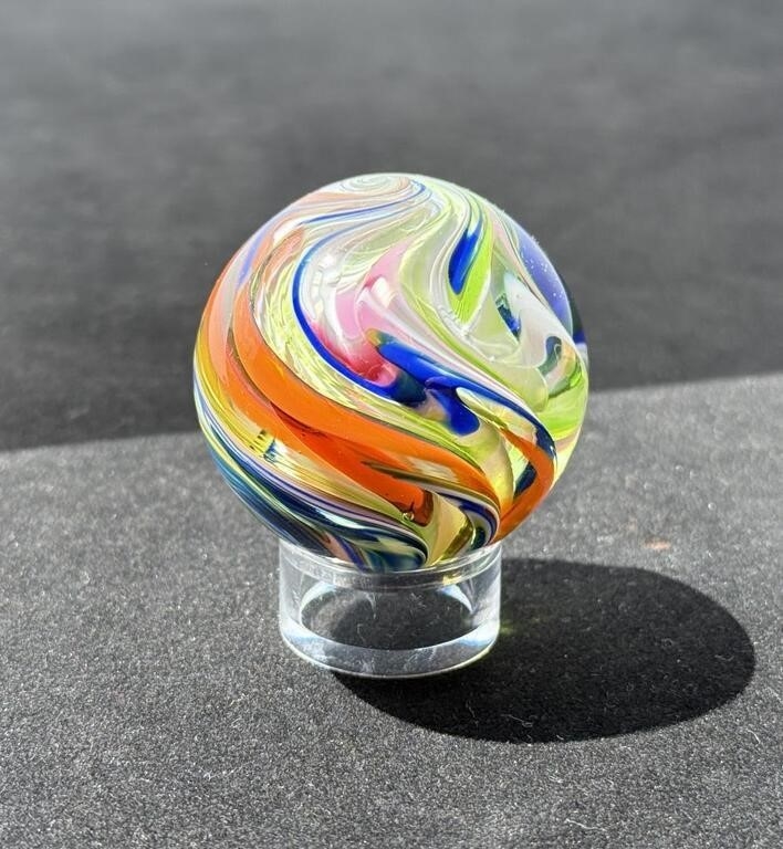 Sam Hogue | Sam Hogue White Core Orange Swirl Art Glass Marble (2004 ...