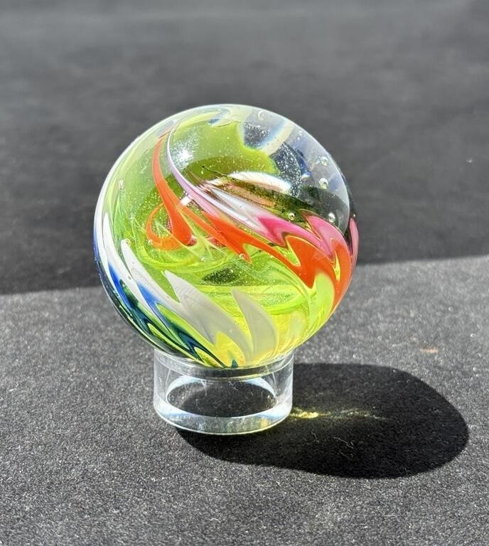 Sam Hogue | Sam Hogue Gold Green Art Glass Marble (2005) | MutualArt