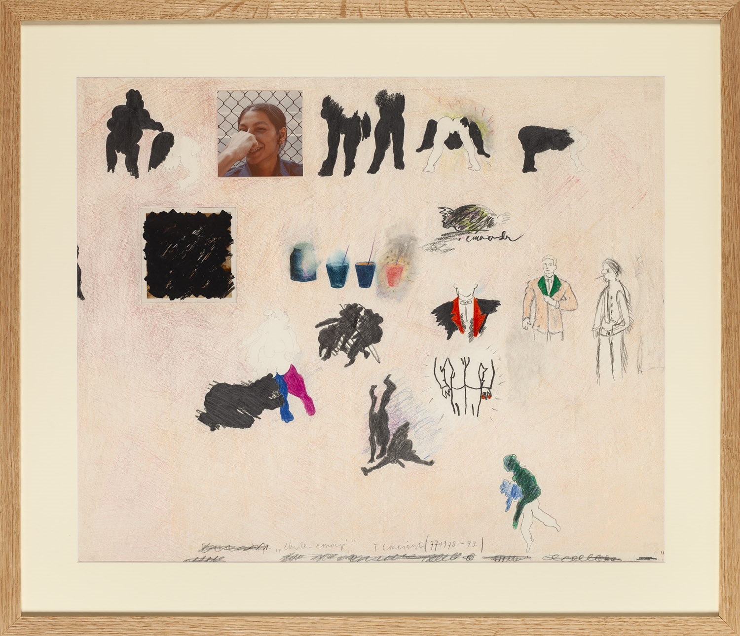 Artwork by Tomasz Ciecierski, Chwile emocji, Made of kolaż, wydruk, polaroid, kredki/papier