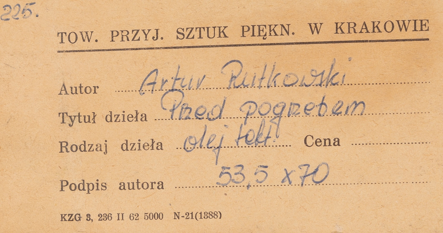 Artwork by Artur Rutkowski, In front of the cottage, Made of oil/paperboard