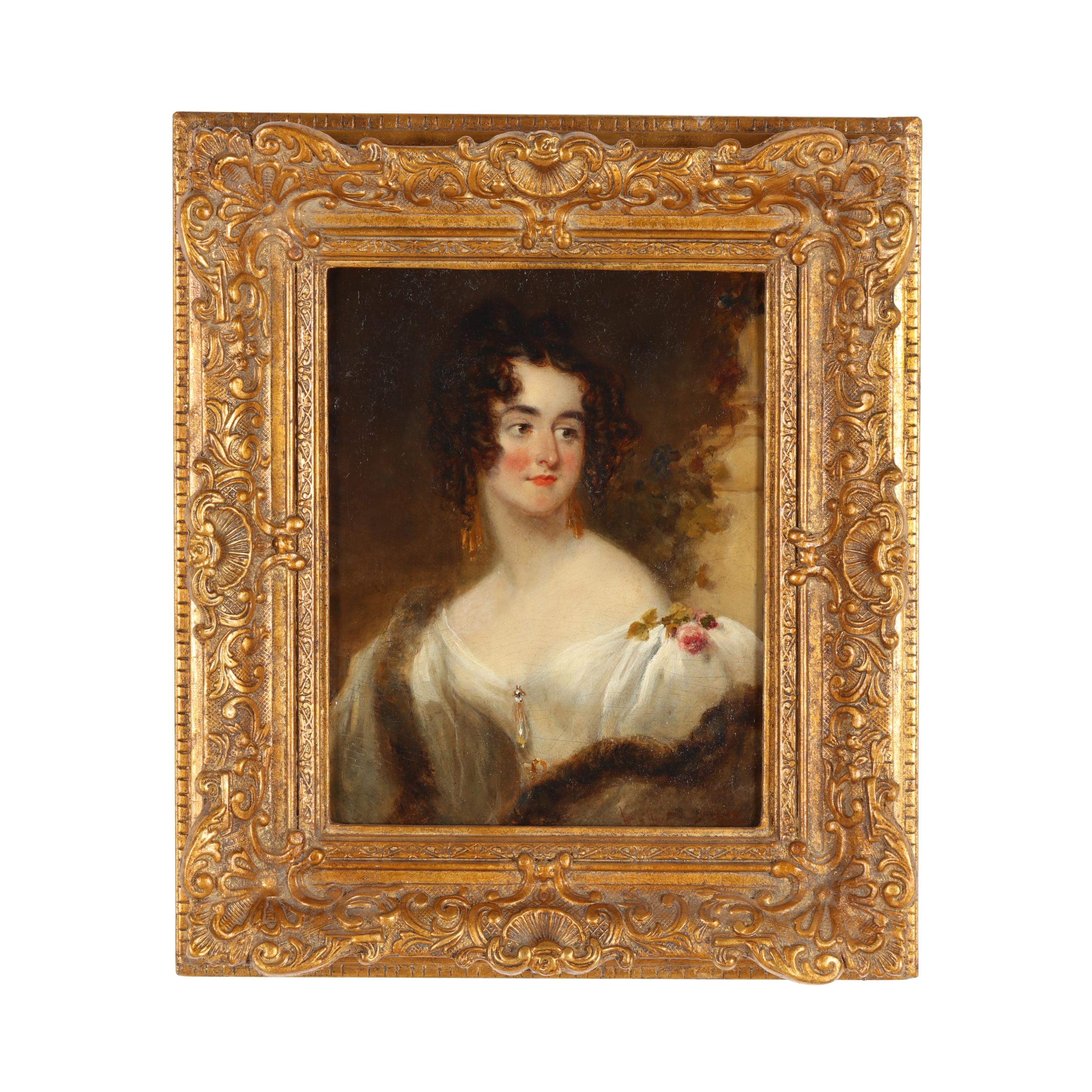 Artwork by John Hay, Portrait of a Lady, Made of Oil on millboard