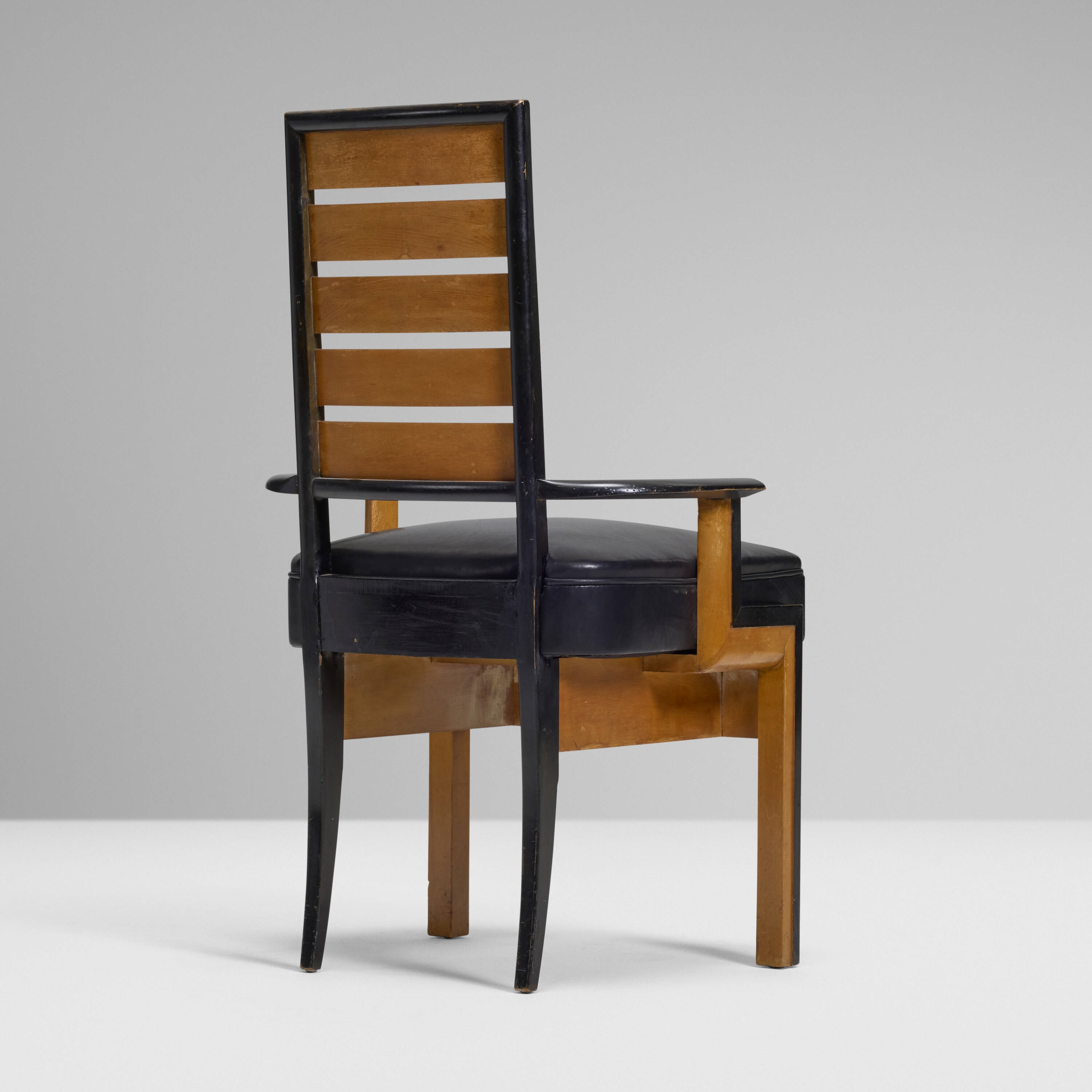 Artwork by Kem Weber, Armchair from the Freudemann Residence, Beverly Hills, Made of maple, ebonized maple, vinyl upholstery