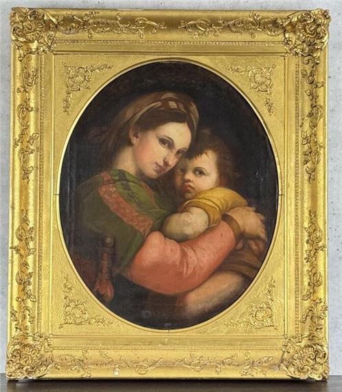 Tapisserie Murale Belge 'Madonna Della Seggiola' - 66x61 Cm - Style Renaissance - Neuf Avec Emmanchure Pour Tringle