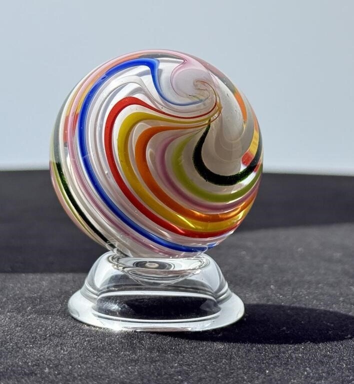 Sam Hogue | Sam Hogue Flame Swirl Art Glass Marble (2005) | MutualArt