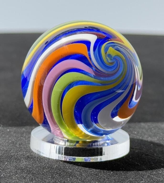 Sam Hogue | Sam Hogue Blue Swirl Art Glass Marble (2005) | MutualArt
