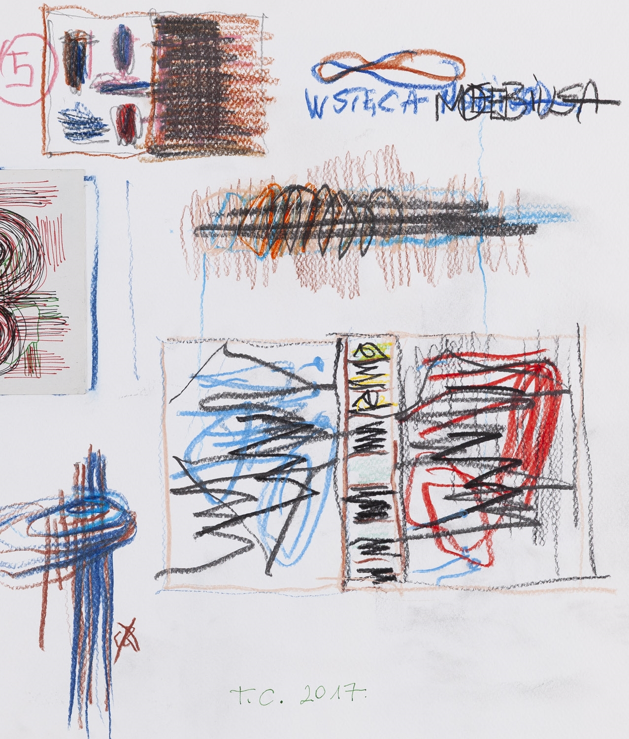 Artwork by Tomasz Ciecierski, WYSTAWA: Tomasz Ciecierski. Galop. Pęd. Rytm. Obrazy i rysunki z lat 1976-2022, Made of kolaż, kredki, rapidograf, fotografia/karton