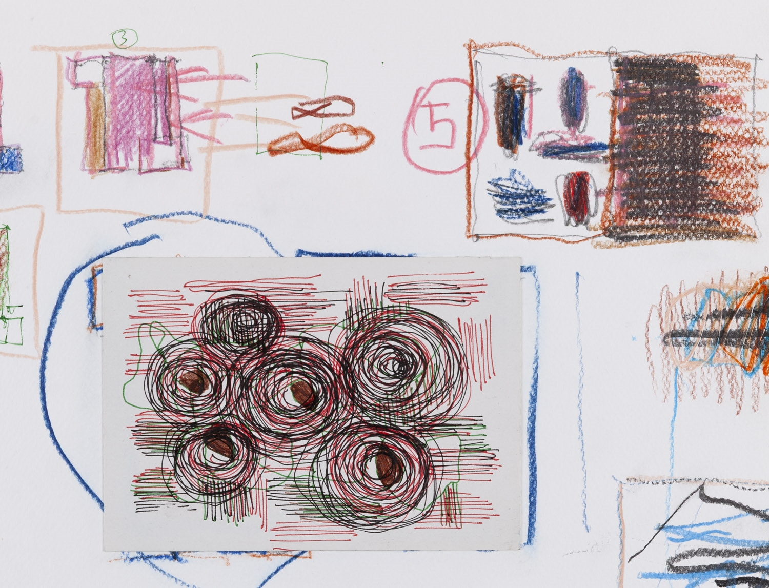 Artwork by Tomasz Ciecierski, WYSTAWA: Tomasz Ciecierski. Galop. Pęd. Rytm. Obrazy i rysunki z lat 1976-2022, Made of kolaż, kredki, rapidograf, fotografia/karton