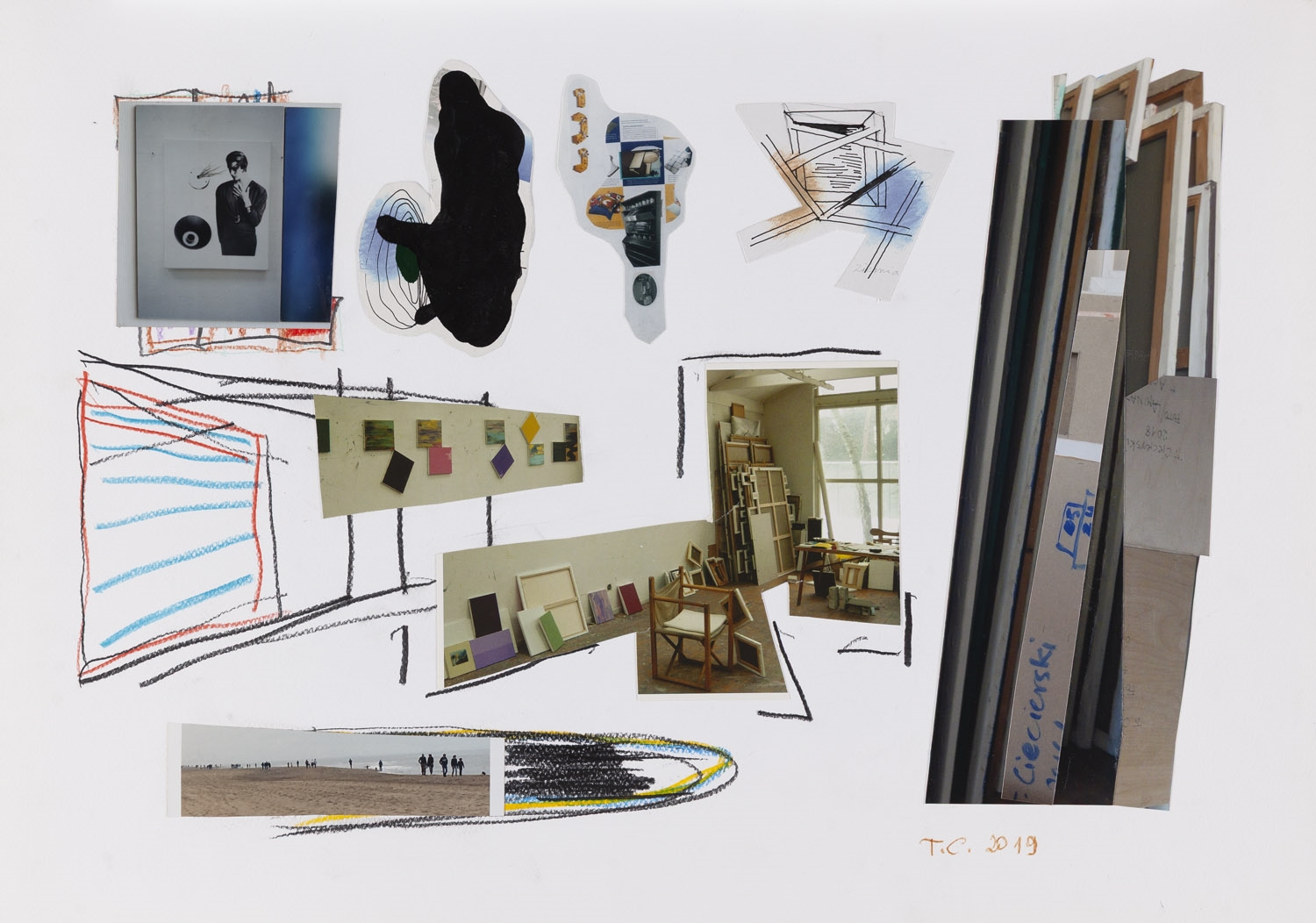 Artwork by Tomasz Ciecierski, Bez tytułu, 2019, Made of kolaż, rapidograf, fotografia/karton