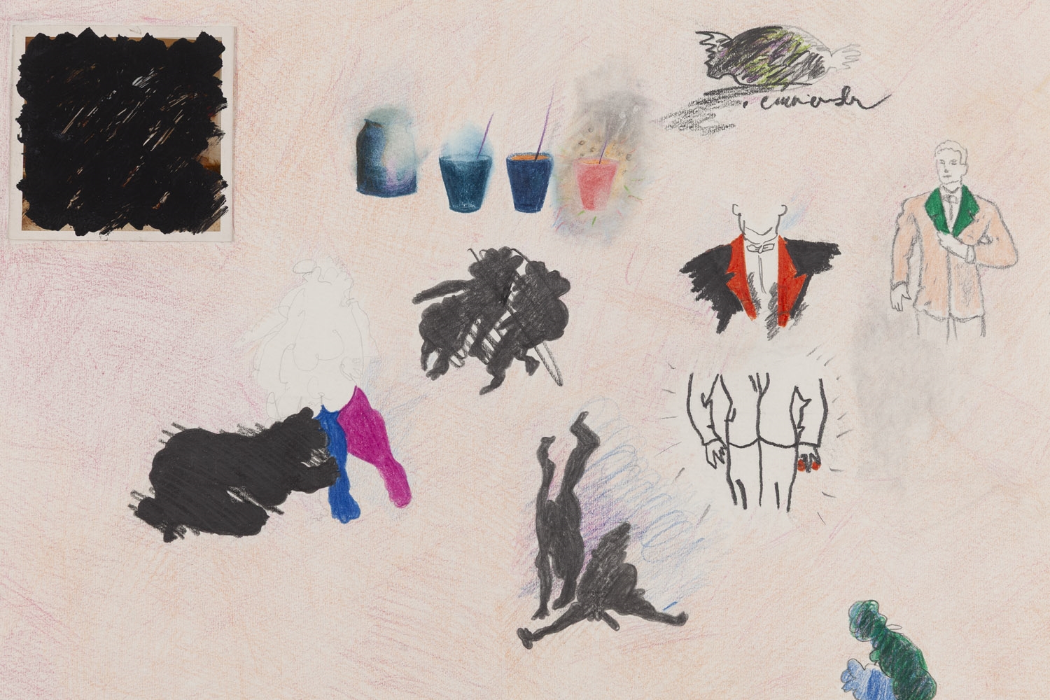 Artwork by Tomasz Ciecierski, Chwile emocji, Made of kolaż, wydruk, polaroid, kredki/papier