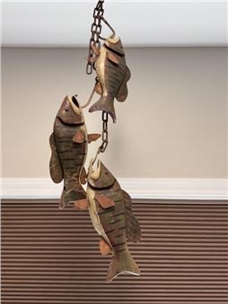 Folk Art Carved & Painted Fish on Stringer - Robert Francis