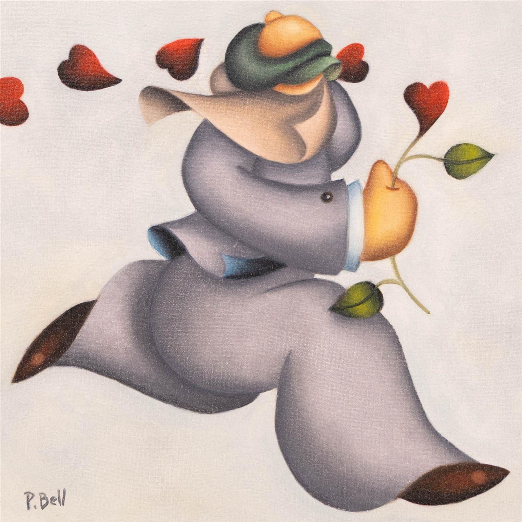 Peter Bell | Lady Running with Red Rose | MutualArt