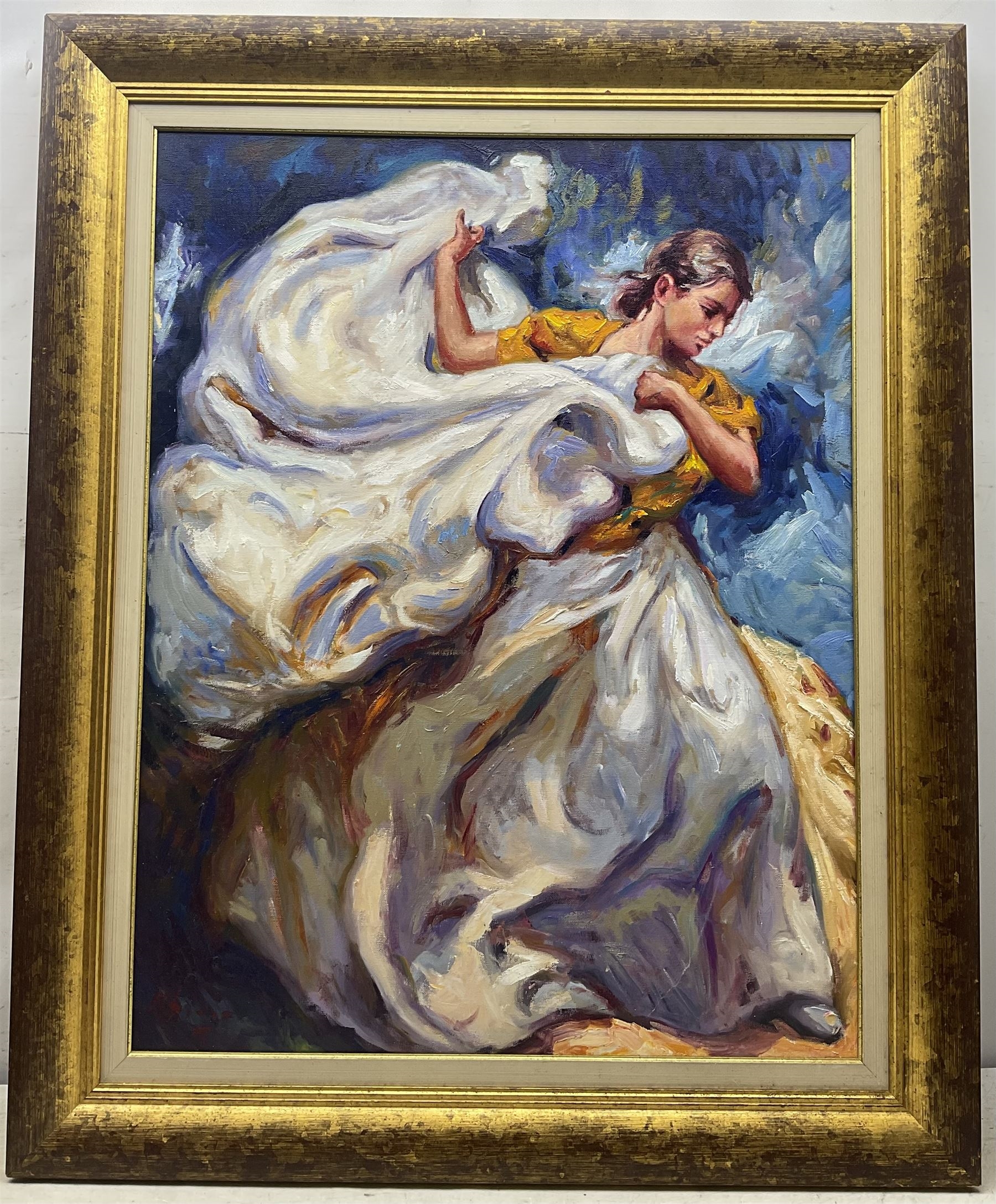 Artwork by Jose L. Giner, Dancer with Drapes, Made of oil on canvas