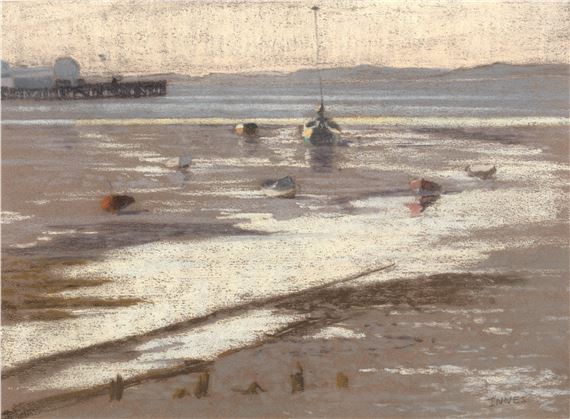William Innes | Barges in dockland | MutualArt