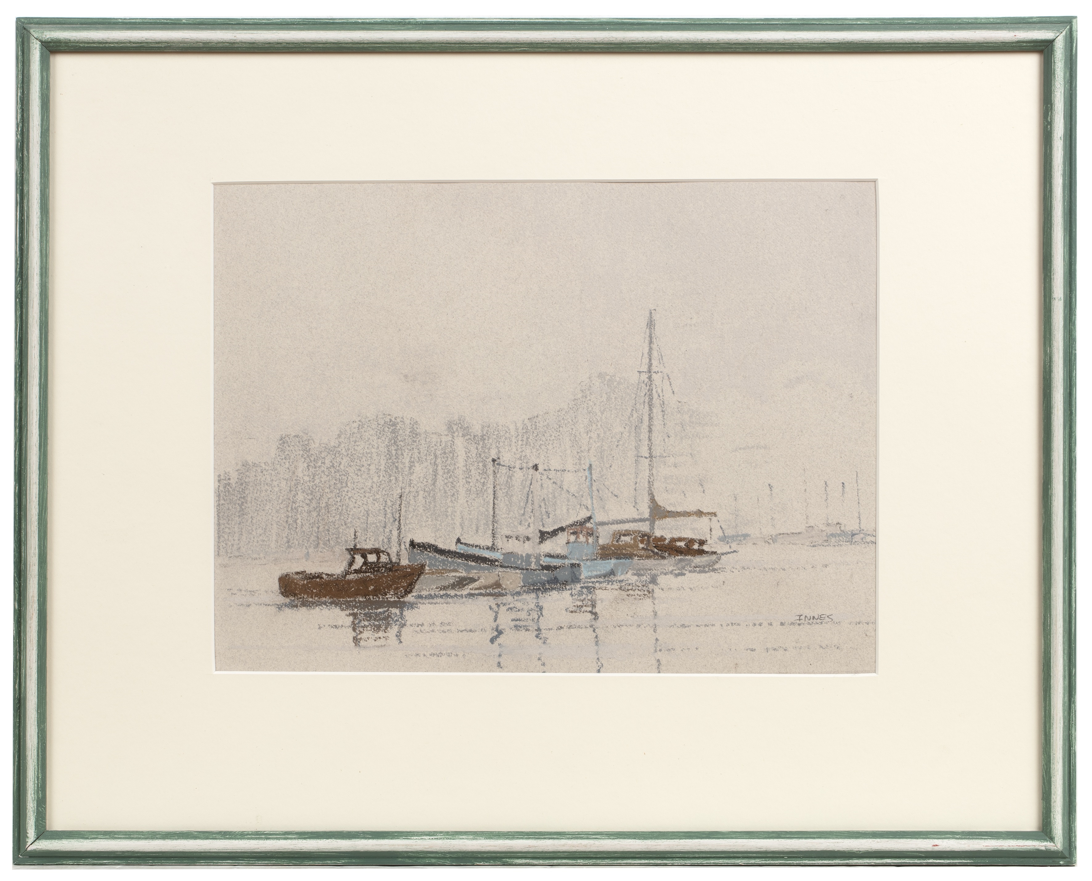 William Innes | Barges in dockland | MutualArt