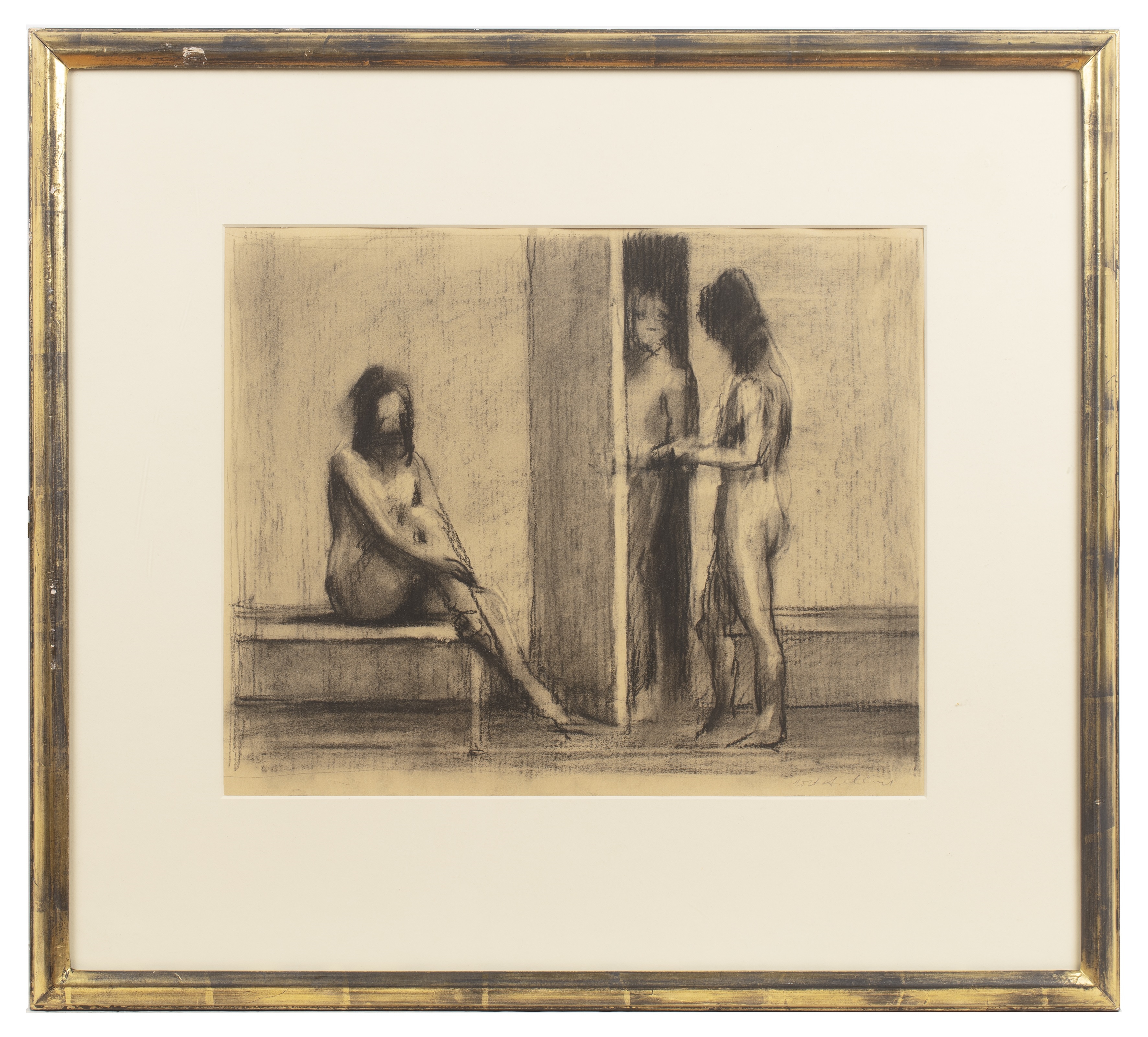 Artwork by Harry Holland, Sauna, Made of watercolour and charcoal