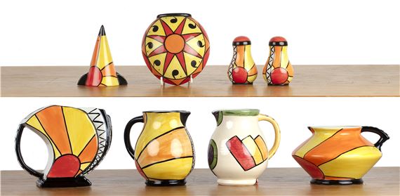 Sunburst pattern, squat jug by Lorna Bailey