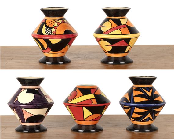 Collection of five vases by Lorna Bailey