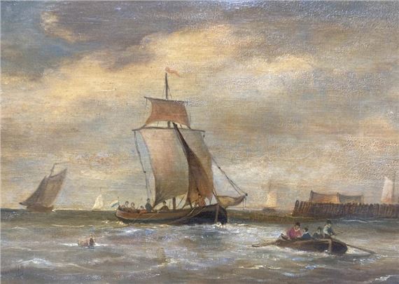 Dutch Boats Seascape by G. Godenhoff