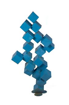 Sculpture composed of light blue cubes joined in an abstract layout - Brother Mel Meyer