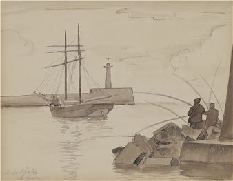 Voilier à la sortie du port du Havre - Henri Liénard de Saint-Délis
