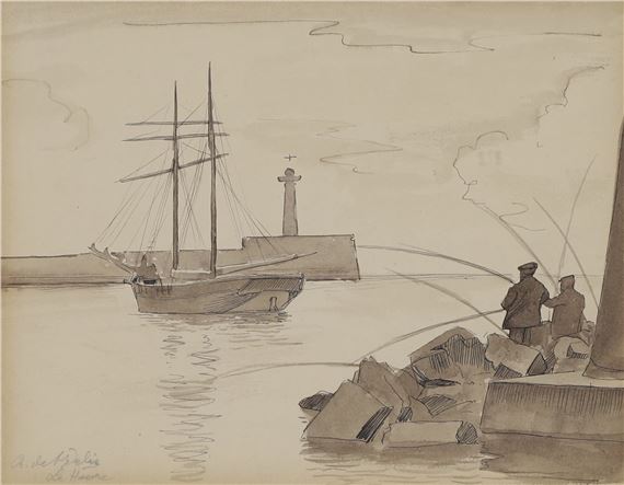 Voilier à la sortie du port du Havre - Henri Liénard de Saint-Délis