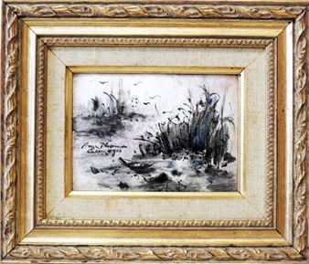 Pink polyphony Enameled plaque - Anne Wall Thomas