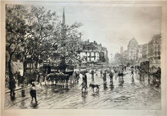 Entrée de la Cité, vue du pont Saint-Michel - Gustave Fraipont