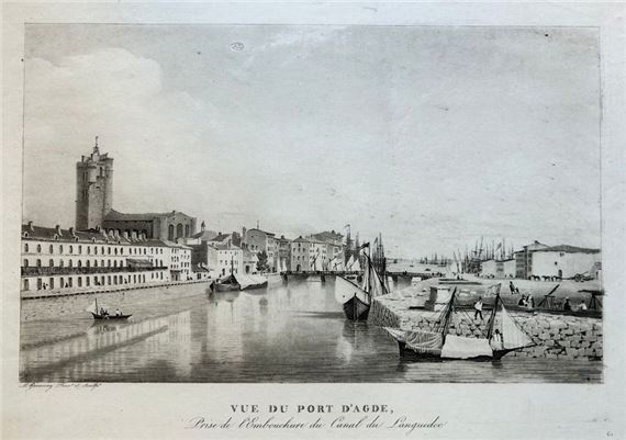 View of the port of AGDE, taken from the mouth of the Canal du Languedoc by Ambroise-Louis Garneray, Early 19th century