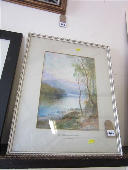 WATERCOLOUR OF DERWENT WATER BY EDITH A STOCK - Edith A. Stock