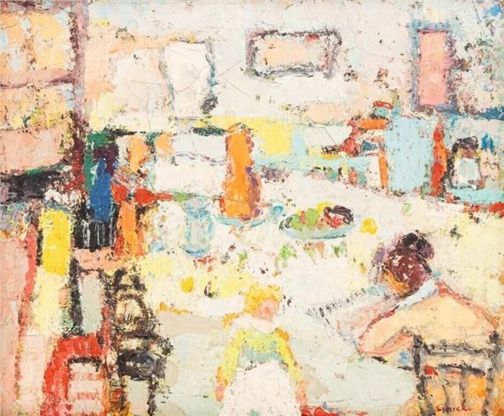 George Rene Sinicki | Interior Scene with Seated Figures | MutualArt