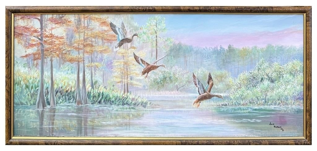 Sam Butler | Florida Cypress Swamp with Ducks Landing (2000) | MutualArt
