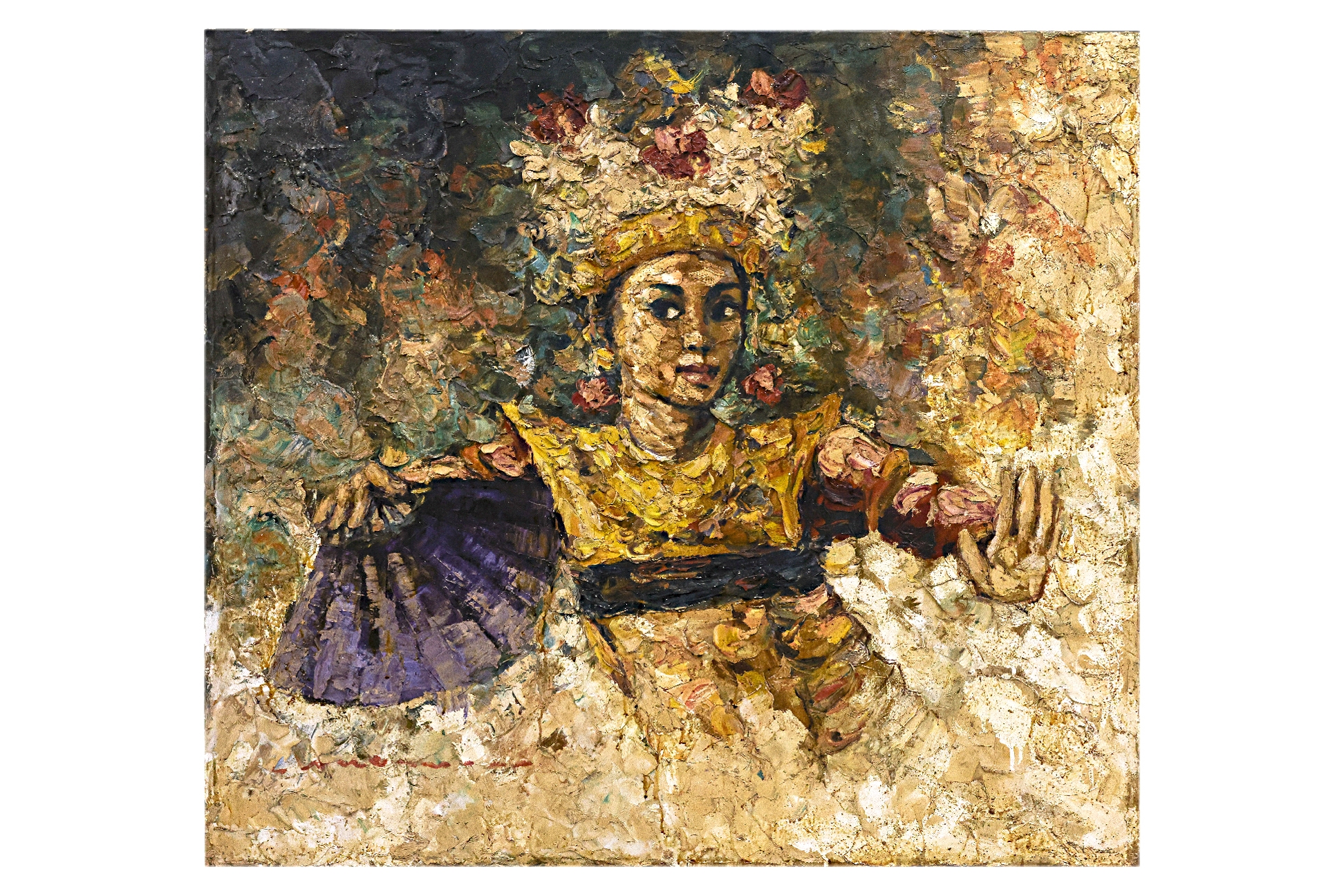 Artwork by Mozes Misdy, A Dancer with Fan, Made of Oil on canvas
