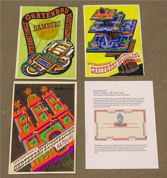 Designs for posters for International Horticultural Garden Exhibition, Hamburg, Germany, 1953 - Franz Paul Glass