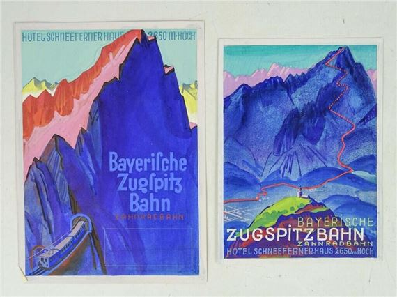 Designs for posters for Bayerische Zugspitzbahn - Franz Paul Glass