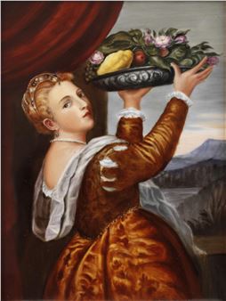 Bildplatte "Mädchen mit Fruchtschale" - Titian