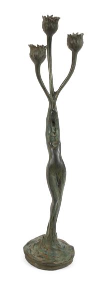 Figürlicher Leuchter Jugendstil by Firmin Bate, um 1900