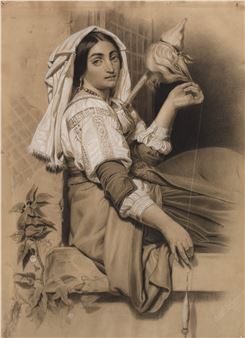 Spinnende Neapolitanerin - Adolph Liebmann