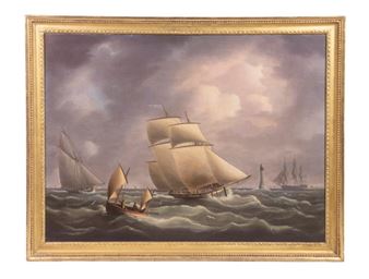 An Armed Customs Cutter Pursuing a Smuggling Lugger off the Eddystone Light - Thomas Buttersworth, Jr