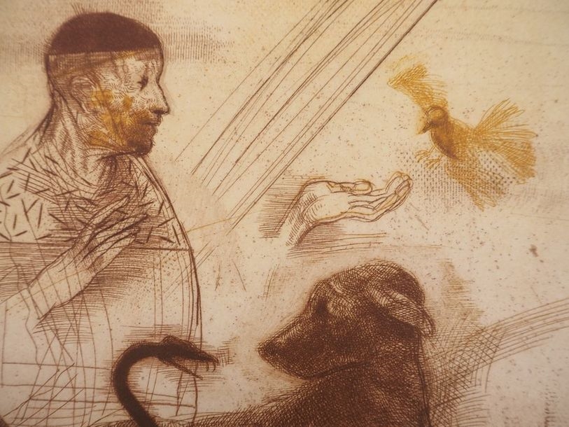 Artwork by Miguel Condé, Veterinarian, friend of animals, Made of Original etching